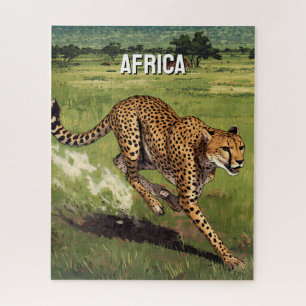 Retro Afrika Gepard Landschaft Puzzle
