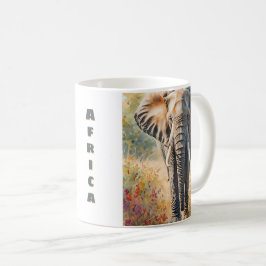 Retro Afrikanischer Elefant Szenisch Kaffeetasse