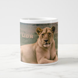 Retro Afrikanischer Löwe Szenisch Jumbo-Tasse