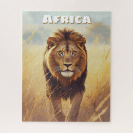 Retro Afrikanischer Löwe Szenisch Puzzle