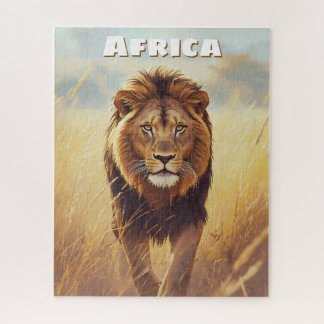 Retro Afrikanischer Löwe Szenisch Puzzle