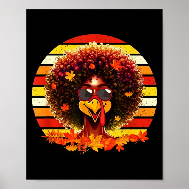 Retro Afro-Frau Truthahn Erntedankfest stolz Poster (Vorne)