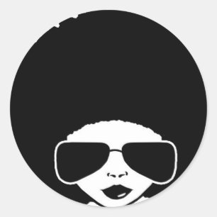 Retro Afro Girl Runder Aufkleber