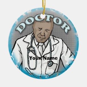 Retro Afro Männliche Doctor individuelle Name Keramik Ornament