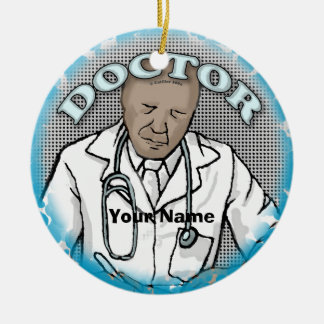 Retro Afro Männliche Doctor individuelle Name Keramik Ornament
