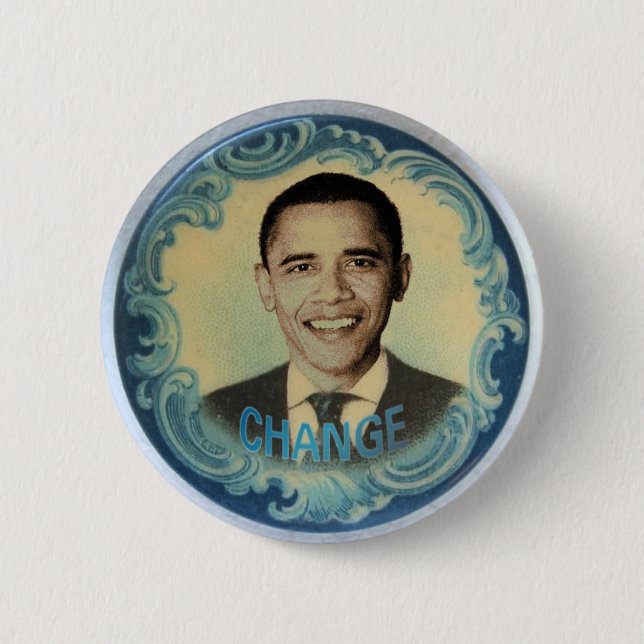 Retro-Ähnlicher Wellen-Knopf Obama Button (Vorderseite)