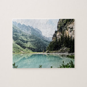 Retro-Ähnliches Bild-Puzzlespiel Banffs Lake Puzzle