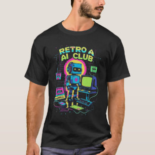 Retro AI Club - Robot Pixel Art T - Shirt der 90er