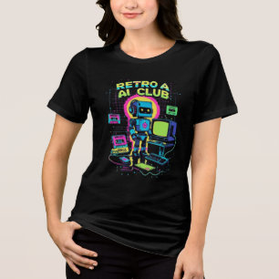 Retro AI Club - Robot Pixel Art T - Shirt der 90er