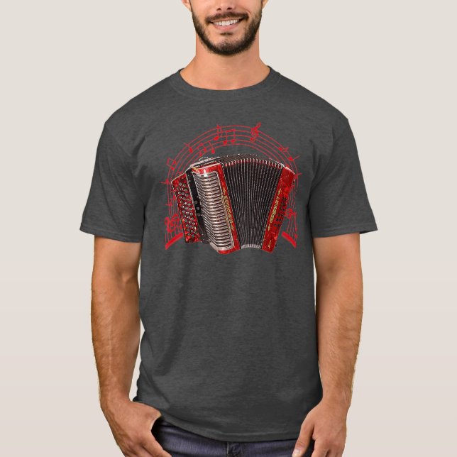 Retro Air Accordion Player Choir Musical Men T-Shirt (Vorderseite)