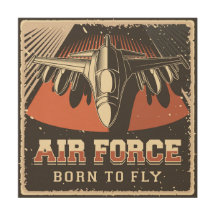 Retro Air Force Holzwall Art