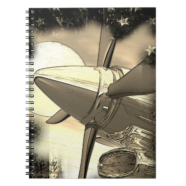Retro Aircraft Art Technica Notebook Notizblock (Vorderseite)