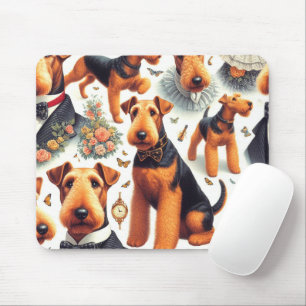 Retro Airedale Terrier Seamless Mousepad