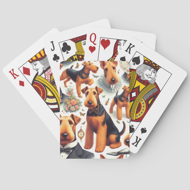 Retro Airedale Terrier Seamless Spielkarten (Rückseite)