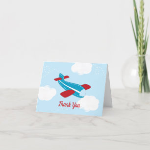 Retro Airplane Aviator Babydusche Danke Karte