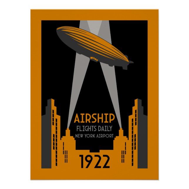 Retro Airship Travel der 20er Jahre Poster (Vorderseite)
