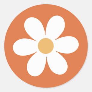 Retro-Aisy-Orange Runder Aufkleber