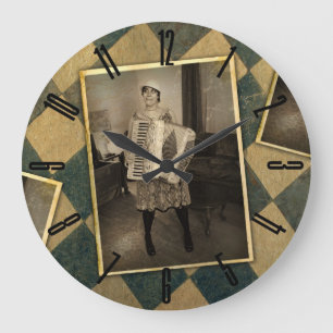 Retro Akkordeon Große Wanduhr