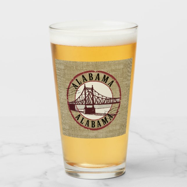 Retro Alabama Bridge Briefmarke Glas (Vorne (Gefüllt))