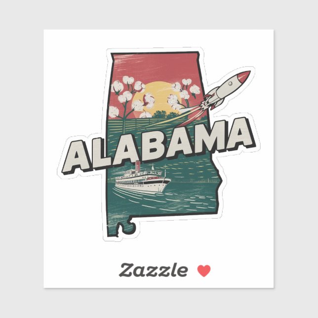 Retro Alabama Staat Car Sticker (Blatt)