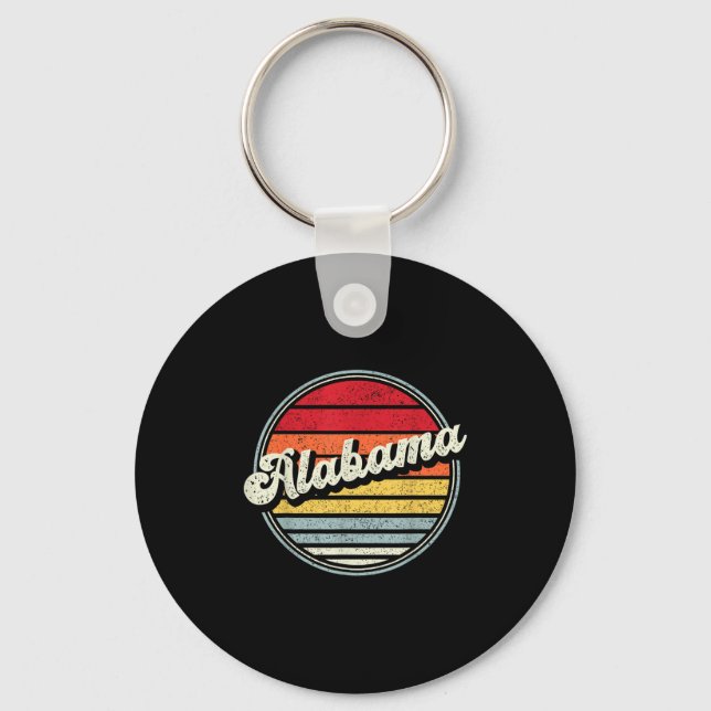 Retro Alabama Zuhause Staat Cool 70er Style Sunset Schlüsselanhänger (Vorderseite)