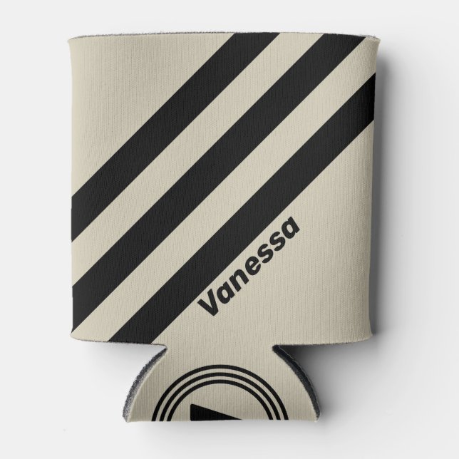 Retro Alabaster Drei Streifen mit Namen Dosenkühler (Vorderseite)