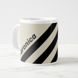 Retro Alabaster Drei Streifen mit Namen Jumbo-Tasse