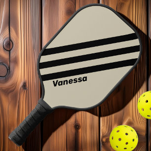 Retro Alabaster Drei Streifen mit Namen Pickleball Schläger