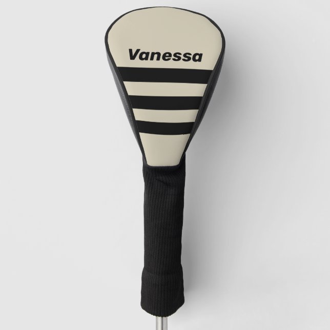 Retro Alabaster Three Across Striping with Name Golf Headcover (Vorderseite)