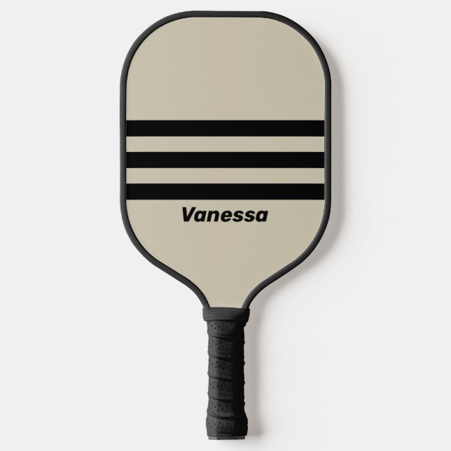 Retro Alabaster Three Across Striping with Name Pickleball Schläger (Vorderseite)