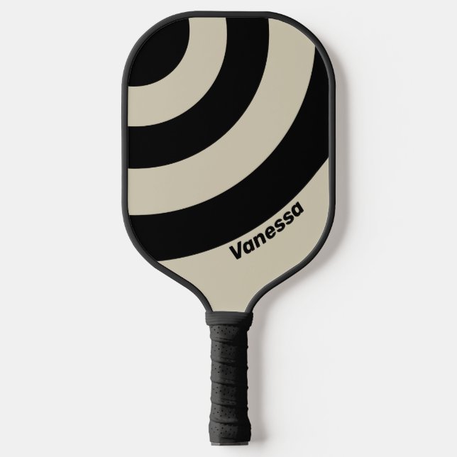 Retro Alabaster Three Circle Strip mit Name Pickleball Schläger (Vorderseite)