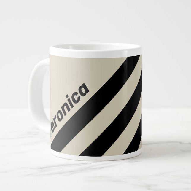 Retro Alabaster Three Stripes with Name Jumbo-Tasse (Vorderseite Links)
