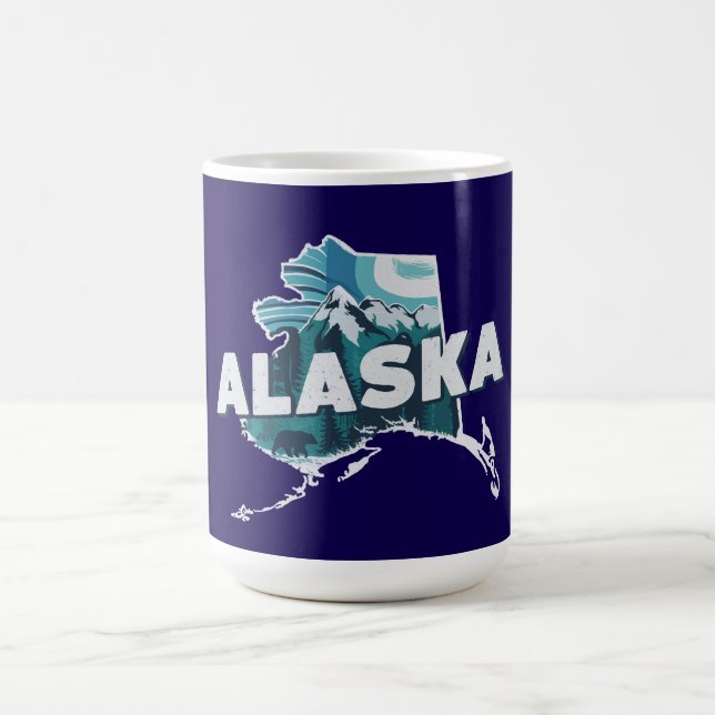 Retro Alaska Landschaftliche Silhouette Kaffeetasse (Mittel)