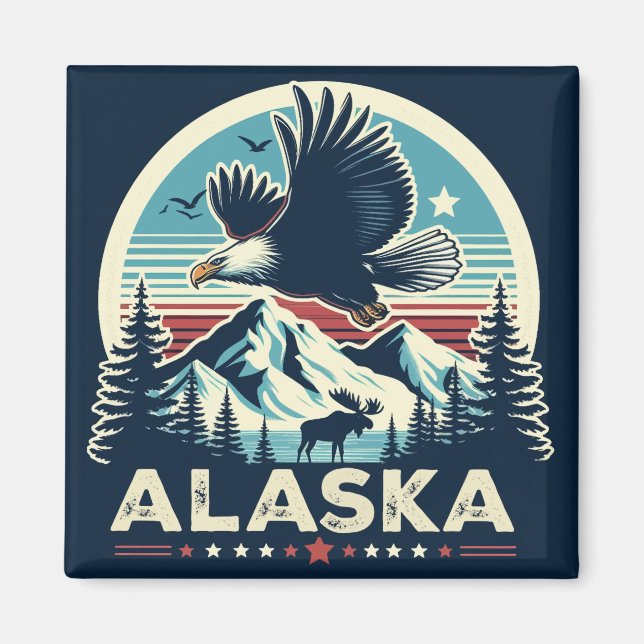 Retro Alaska Magnet (Vorne)
