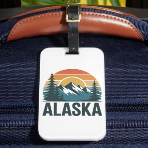 Retro-Alaska-Sonnenuntergangs-Abenteuer Gepäckanhänger