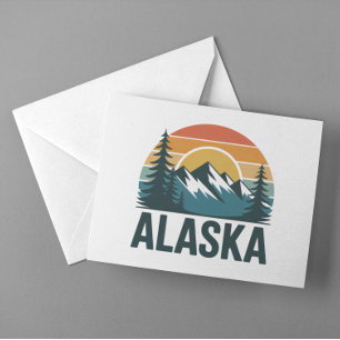 Retro-Alaska-Sonnenuntergangs-Abenteuer Postkarte