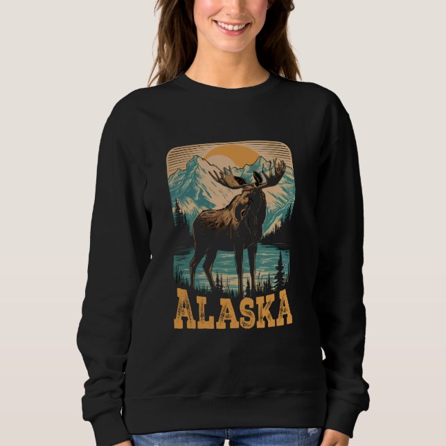 Retro Alaska Staat Bergsee & Zadar Sweatshirt (Vorderseite)