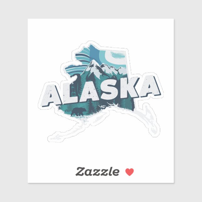 Retro Alaska Staat Sticker (Blatt)
