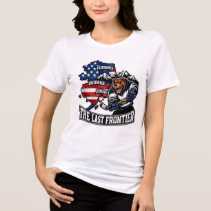 Retro Alaska The Last Frontier Eishockey-Bär-Karte Tri-Blend Shirt