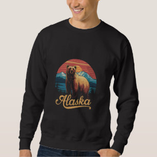 Retro Alaskan Brown Bär und Mountain Sunset Design Sweatshirt