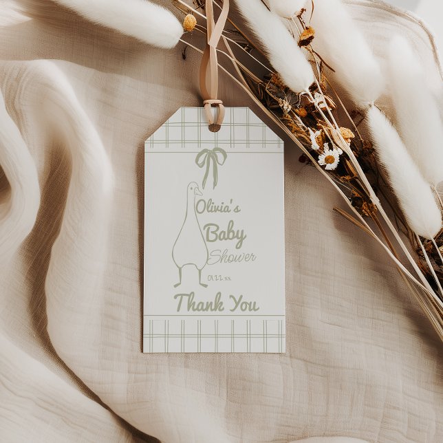 Retro Albern Gänsegeschlecht Neutral Ribbon Baby Geschenkanhänger (Von Creator hochgeladen)
