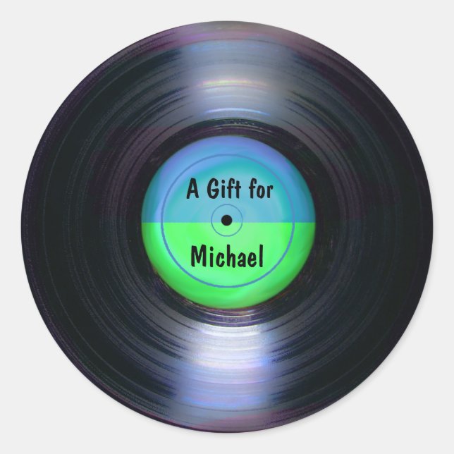 Retro-Album-Geschenk-Tag Runder Aufkleber (Vorderseite)