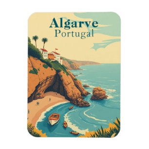 Retro Algarve Portugal Souvenir Sunny Beach Szene Magnet