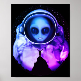 Retro Alien Astronaut Poster