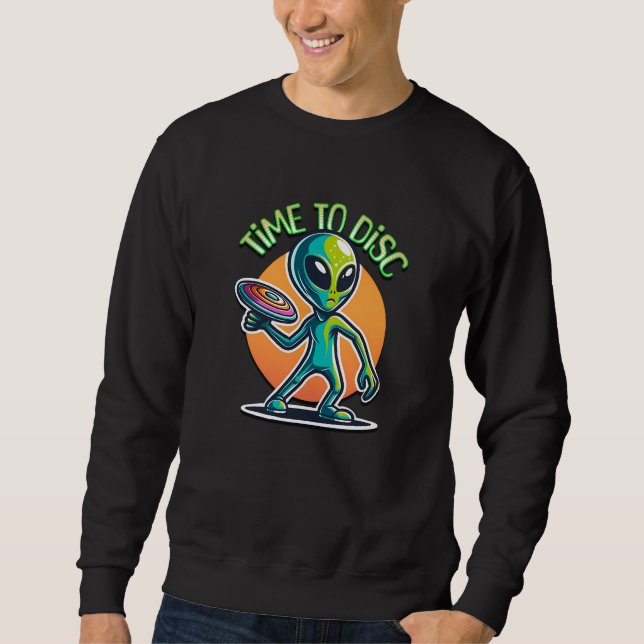 Retro-Alien-Disc-Golf Sweatshirt (Vorderseite)