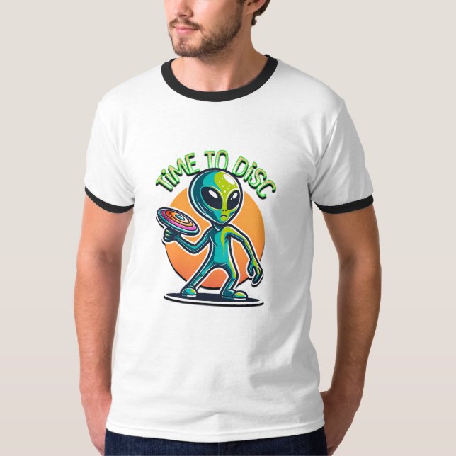 Retro-Alien-Disc-Golf T-Shirt (Vorderseite)