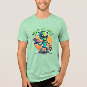 Retro-Alien-Disc-Golf Tri-Blend Shirt