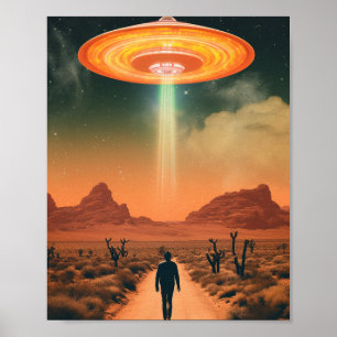 Retro Alien Entführung aus der Wüste Poster