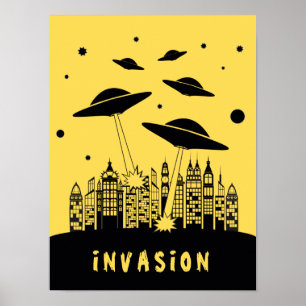 Retro Alien Invasion Poster