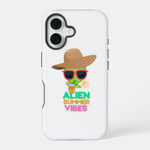 Retro-Alien-Sommerstrand-Vibes iPhone 16 Hülle